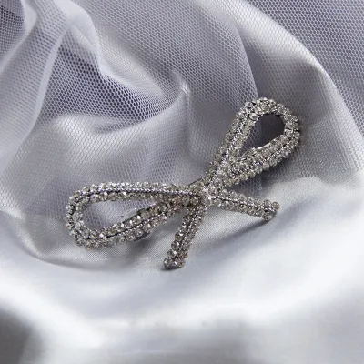 Vintage Bowknot Rhinestone Imitation Pearl Decor Hair Clip for Women