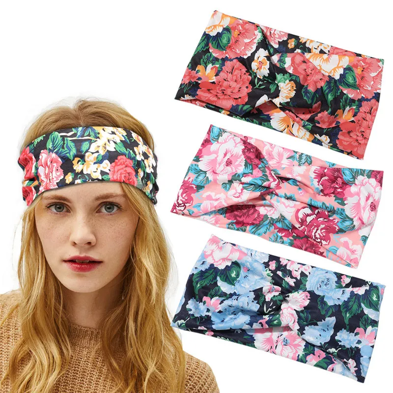Fashion Peony Print Fitness Yoga Absorbing Sweat Headband