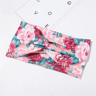 Fashion Peony Print Fitness Yoga Absorbing Sweat Headband