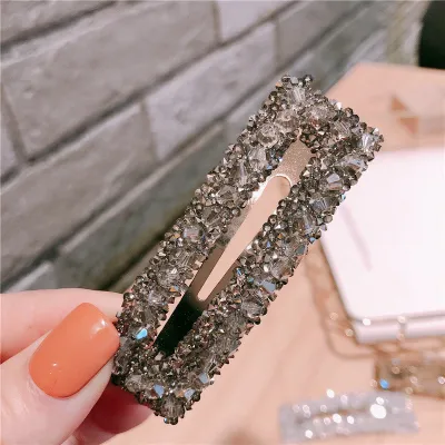 Fashion Shiny Crystal Decor Hollow Hairpin Women's Side Clip