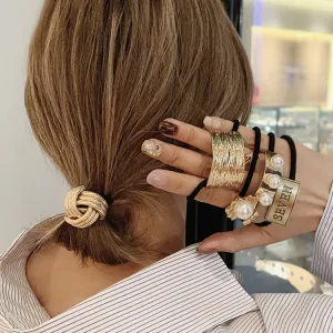 Retro Irregular Geometric Metal Alloy Elastic Hair Band Women's