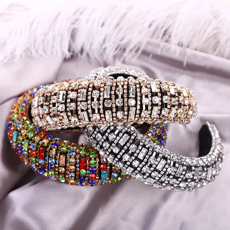 Luxury Shiny Full Rhinestones Decor Colorful Hair Band Women's Nature U Shape