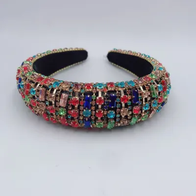 Luxury Shiny Full Rhinestones Decor Colorful Hair Band Women's Nature U Shape