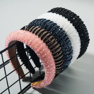 Women Shiny Full Crystal Decor Fabric Headband