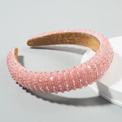 Women Shiny Full Crystal Decor Fabric Headband