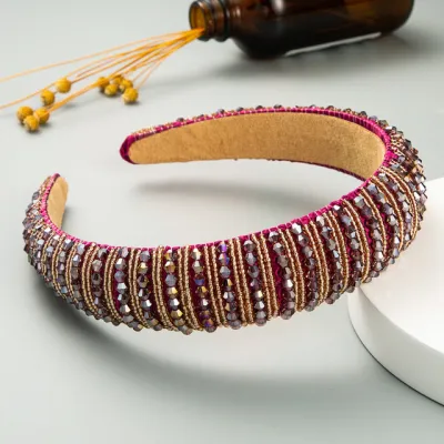Women Shiny Full Crystal Decor Fabric Headband