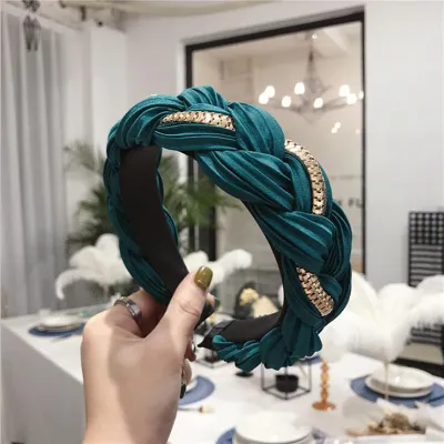 Women's Wide Side Crumpled Cross Knot Alloy Headband