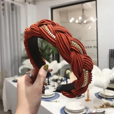 Women's Wide Side Crumpled Cross Knot Alloy Headband