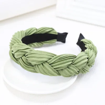 Women Solid Color Wide Side Cross Knot Headband
