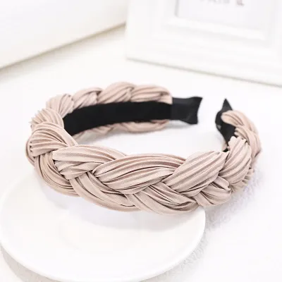 Women Solid Color Wide Side Cross Knot Headband