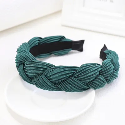 Women Solid Color Wide Side Cross Knot Headband
