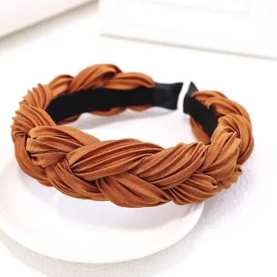 Women Solid Color Wide Side Cross Knot Headband