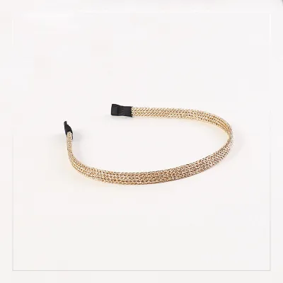 Women Retro Alloy Geometric Plaid Chain Headband