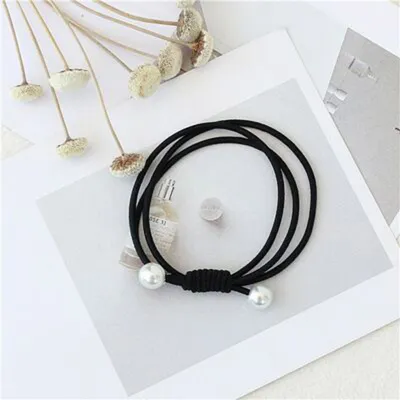 Women Pearl Decorated Solid Color Elastic Hair Band