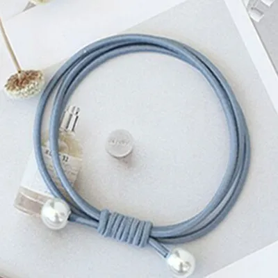 Women Pearl Decorated Solid Color Elastic Hair Band