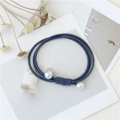 Women Pearl Decorated Solid Color Elastic Hair Band