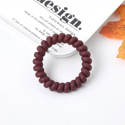 Women Solid Color Matte Telephone Wire Elastic Hair Band