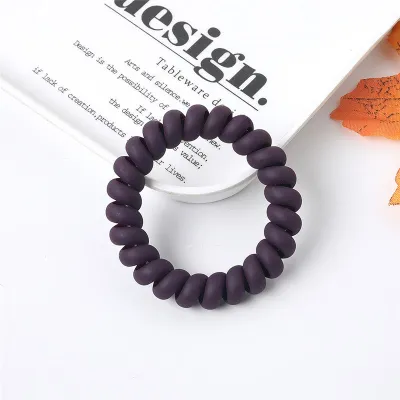 Women Solid Color Matte Telephone Wire Elastic Hair Band