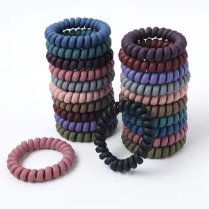 Women Solid Color Matte Telephone Wire Elastic Hair Band
