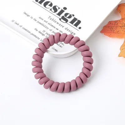 Women Solid Color Matte Telephone Wire Elastic Hair Band