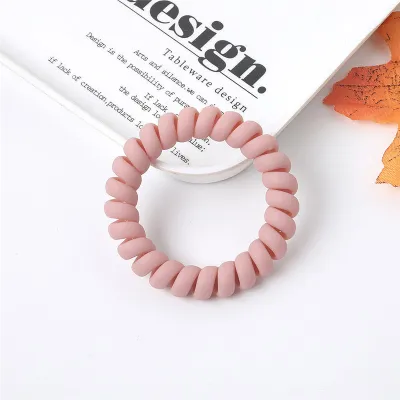Women Solid Color Matte Telephone Wire Elastic Hair Band