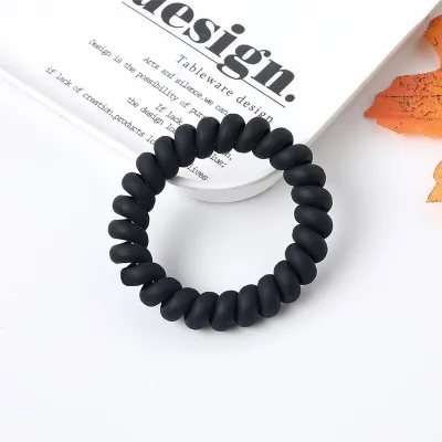 Women Solid Color Matte Telephone Wire Elastic Hair Band