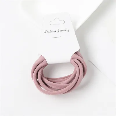 6pcs/set Women's Simple Solid Color Fabric Elastic Hair Band