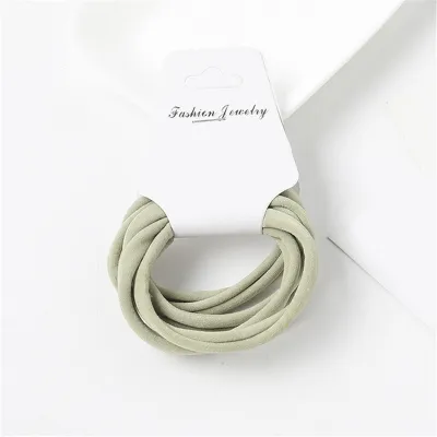 6pcs/set Women's Simple Solid Color Fabric Elastic Hair Band