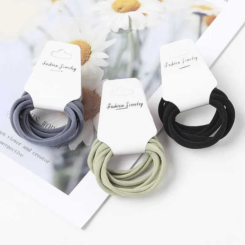 6pcs/set Women's Simple Solid Color Fabric Elastic Hair Band