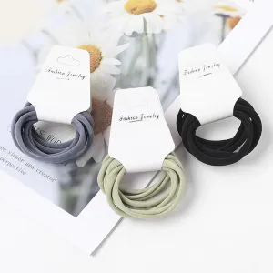 6pcs/set Women's Simple Solid Color Fabric Elastic Hair Band