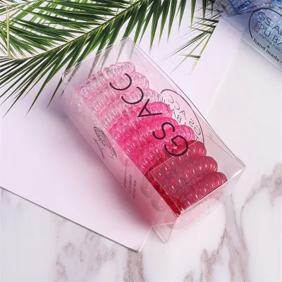 9Pcs/Set Women's TPU Elastic Hair Bands Transparent Gradient Telephone Line Hair Ties