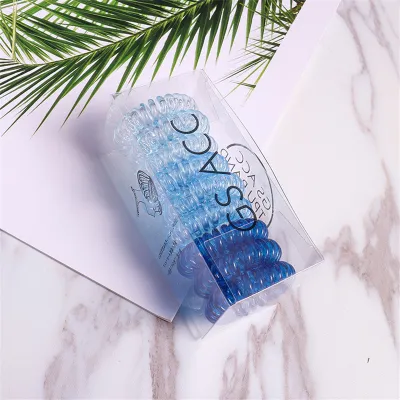 9Pcs/Set Women's TPU Elastic Hair Bands Transparent Gradient Telephone Line Hair Ties