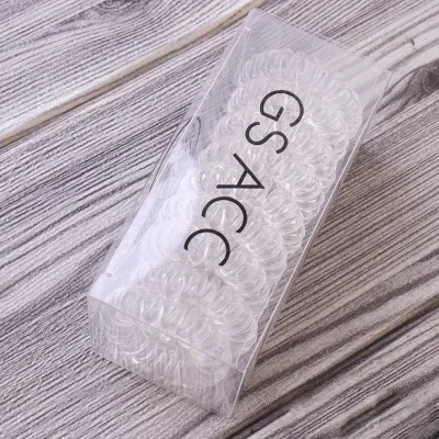 9Pcs/Set Women's TPU Elastic Hair Bands Transparent Gradient Telephone Line Hair Ties