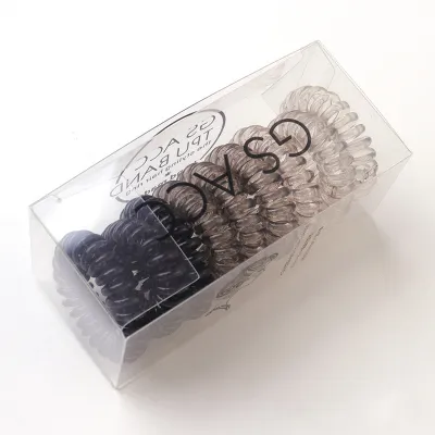 9Pcs/Set Women's TPU Elastic Hair Bands Transparent Gradient Telephone Line Hair Ties