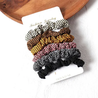 Women Simple Fabric Geometric Elastic Hair Bands Set