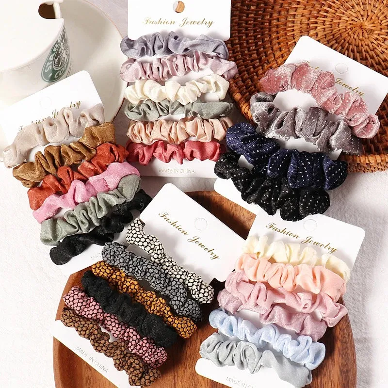 Women Simple Fabric Geometric Elastic Hair Bands Set