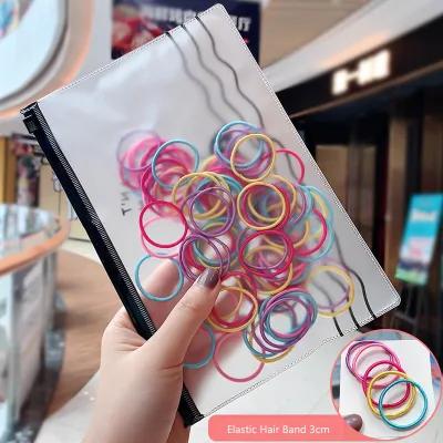 100Pcs/Pack Girls Small Solid Color Elastic Hair Bands Fabric Hair Ties