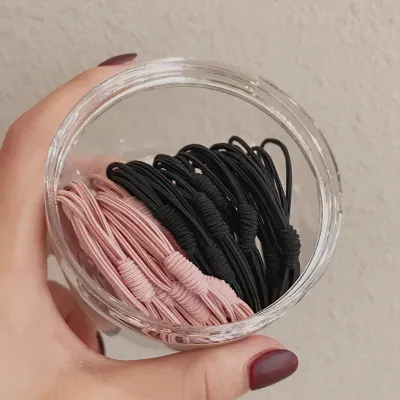 20Pcs/Set Women Solid Color Elastic Hair Bands Simple Bow Tie Fabric Hair Ties