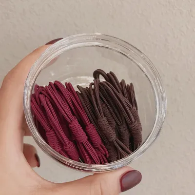 20Pcs/Set Women Solid Color Elastic Hair Bands Simple Bow Tie Fabric Hair Ties