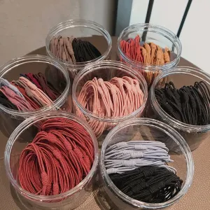 20Pcs/Set Women Solid Color Elastic Hair Bands Simple Bow Tie Fabric Hair Ties