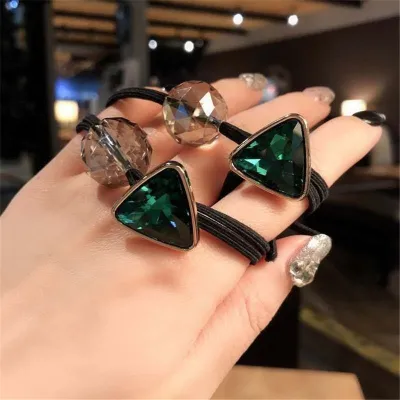 Women Simple Triangle Crystal Elastic Hair Band