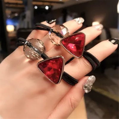 Women Simple Triangle Crystal Elastic Hair Band