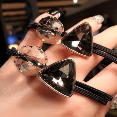 Women Simple Triangle Crystal Elastic Hair Band