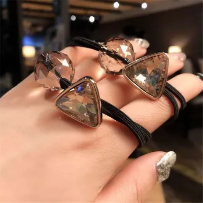 Women Simple Triangle Crystal Elastic Hair Band