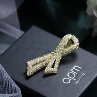 Women Fashion Geometric Pearl Hair Clip Alloy Top Clip