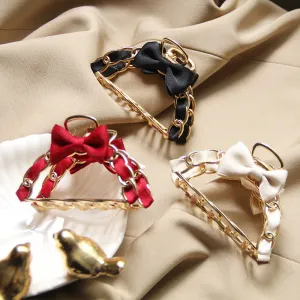 Women Elegant Bow Decoration Alloy Hair Claw Gripper