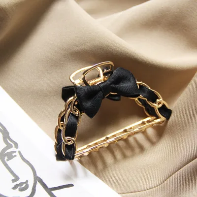 Women Elegant Bow Decoration Alloy Hair Claw Gripper
