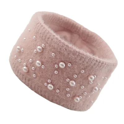 Women Pearl Decorative Warm Yarn Geometric Headband Hair Accessories