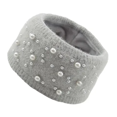Women Pearl Decorative Warm Yarn Geometric Headband Hair Accessories