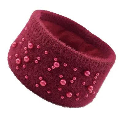 Women Pearl Decorative Warm Yarn Geometric Headband Hair Accessories